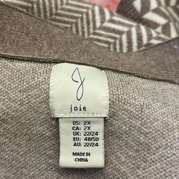 Joie Women's Beige White Patterned Open Cardigan Size 2X EUC - Picture 8 of 9
